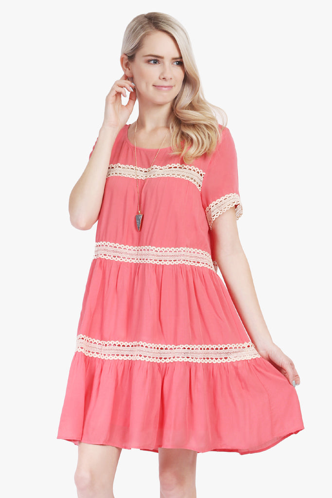 Lace Lightweight Short Sleeve Tunic Dress