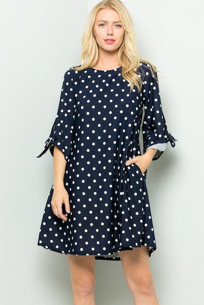 Polka Dot Cut Out Sleeves Short Dress