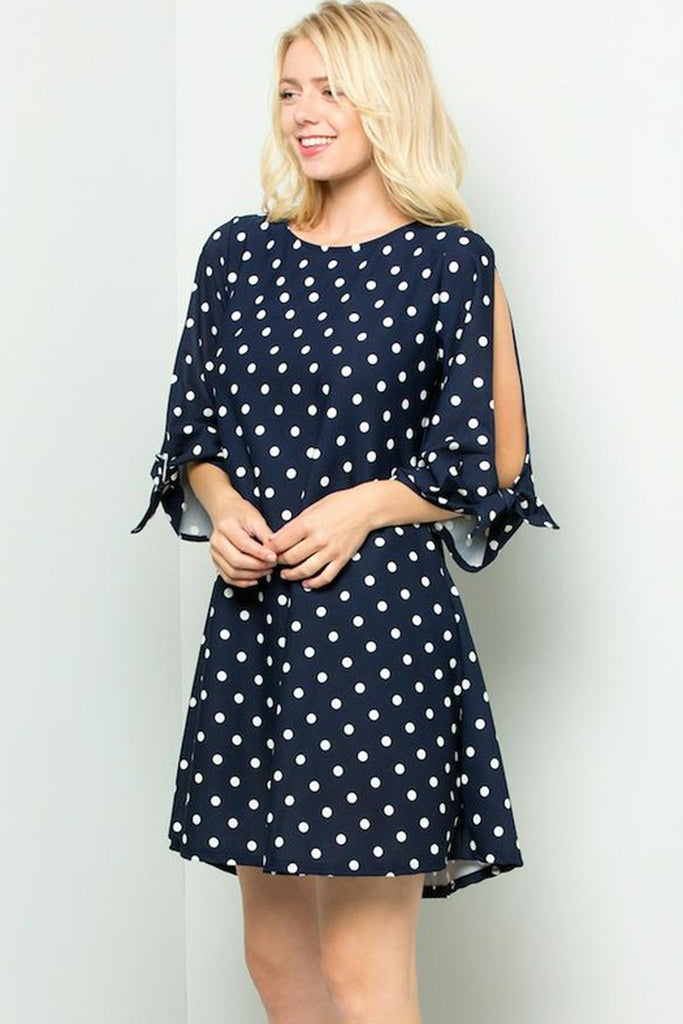 Polka Dot Cut Out Sleeves Short Dress Riah Fashion Polka Dot Cut Out Sleeves Short Dress Riah Fashion