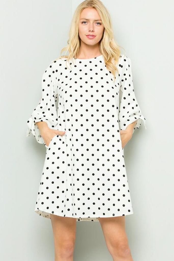 Polka Dot Cut Out Sleeves Short Dress