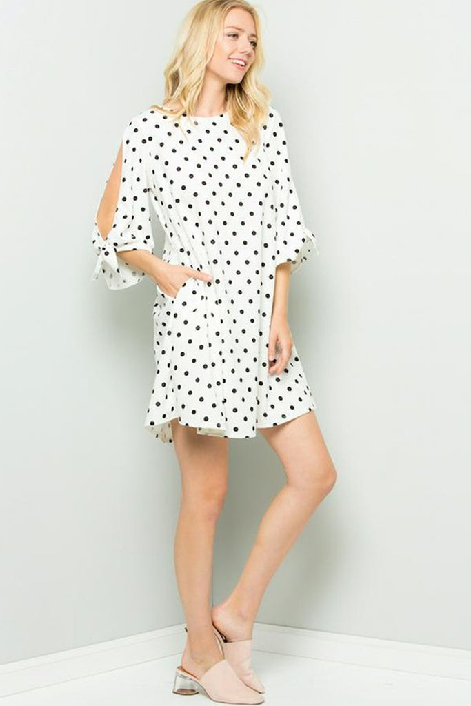Polka Dot Cut Out Sleeves Short Dress Polka Dot Cut Out Sleeves Short Dress