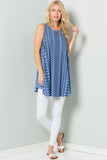 Sleeveless Tunic Dress with Striped Print Sublimation