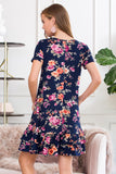 Short Sleeved Floral Midi Ruffled Dress