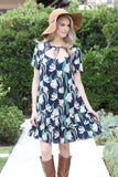 Short Sleeve Floral Ruffle Dress
