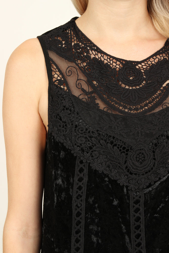 Velvet Lace Detail Dress