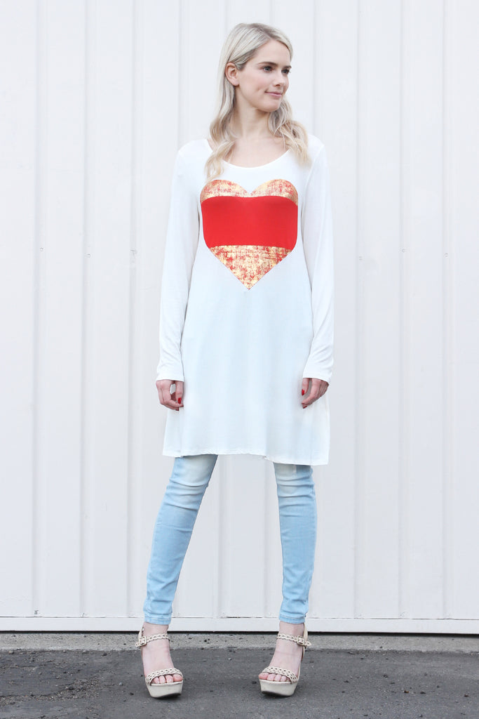 Heart Shape Long Sleeve Tunic Dress