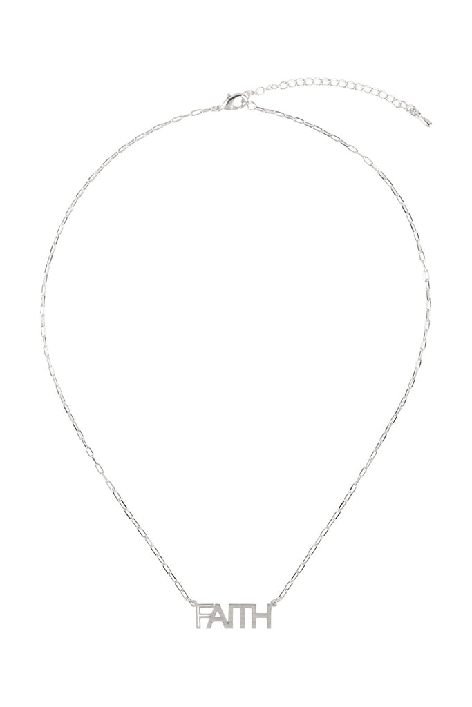 "FAITH" CUT OUT LETTER BRASS PENDANT NECKLACE