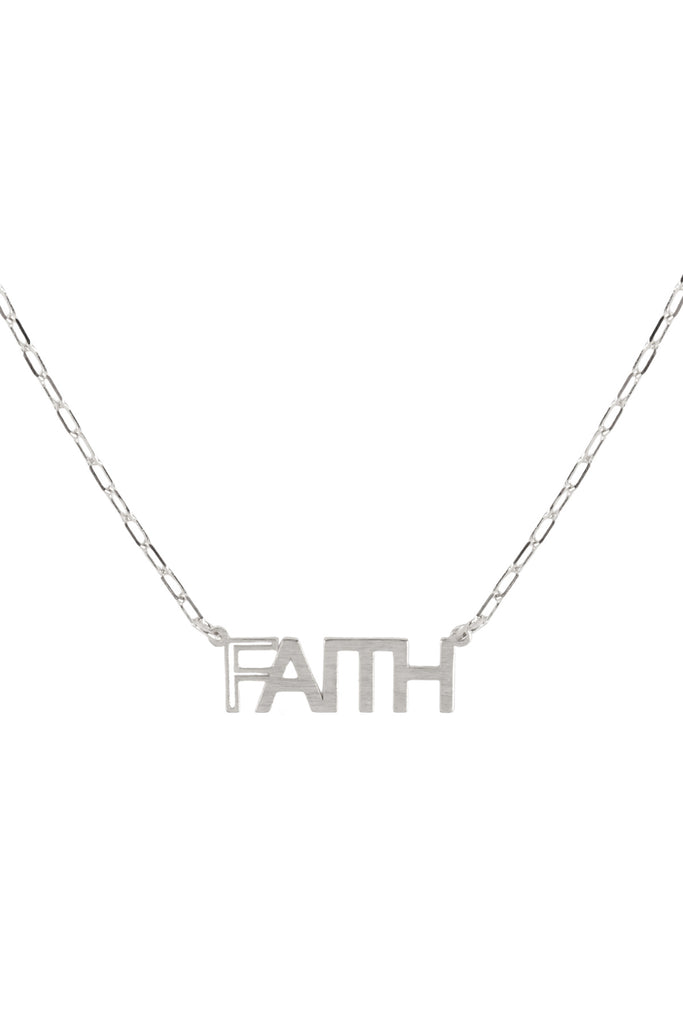 "FAITH" CUT OUT LETTER BRASS PENDANT NECKLACE