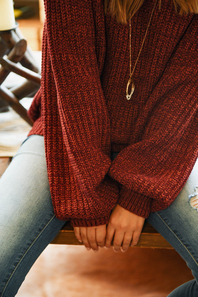 Melange Balloon Sleeve Sweater