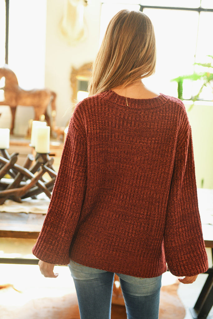 Melange Balloon Sleeve Sweater