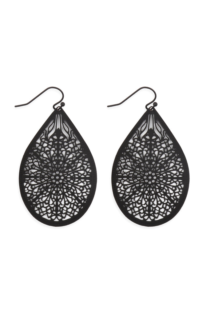 E1094 - FILIGREE TEARDROP HOOK EARRINGS