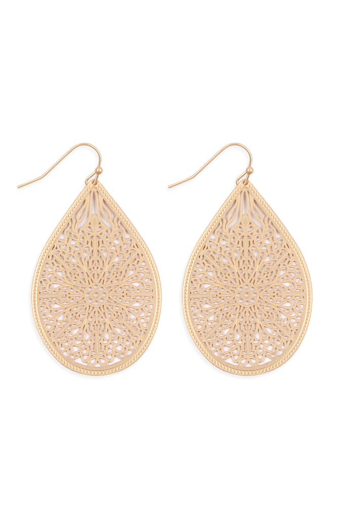 E1094 - FILIGREE TEARDROP HOOK EARRINGS