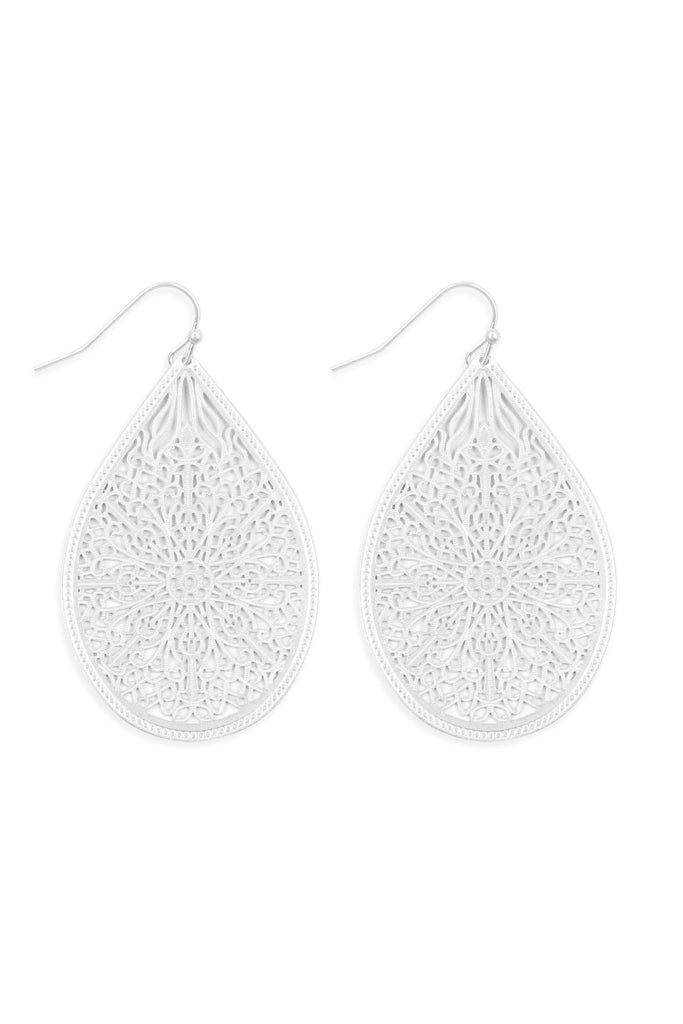 E1094 - FILIGREE TEARDROP HOOK EARRINGS