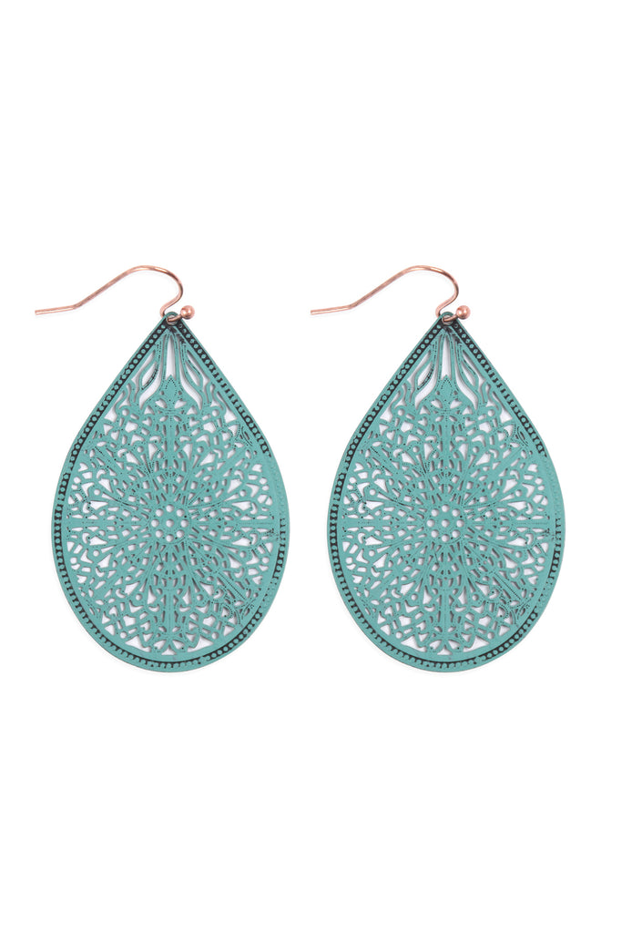 E1094 - FILIGREE TEARDROP HOOK EARRINGS