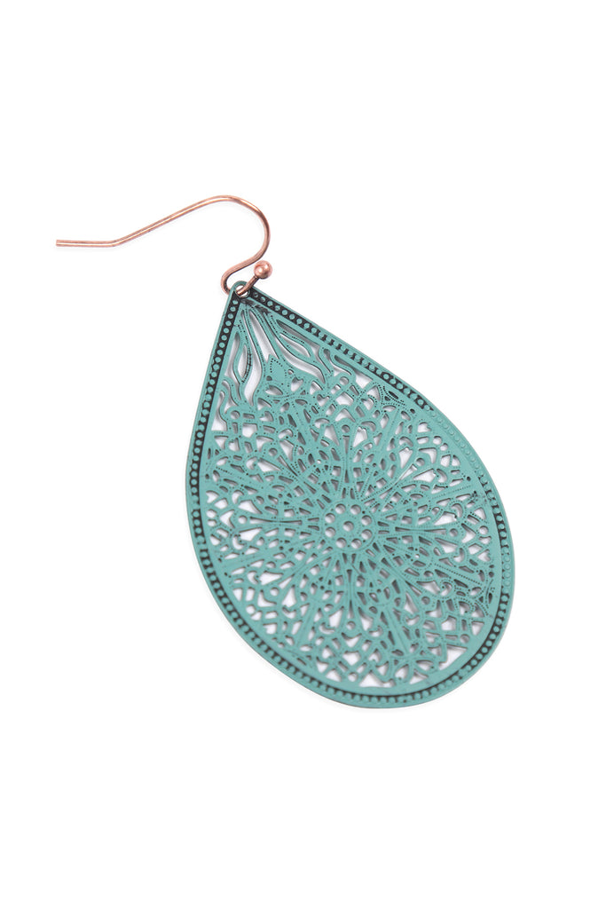 E1094 - FILIGREE TEARDROP HOOK EARRINGS