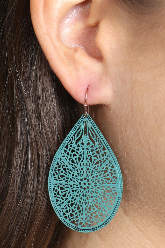 E1094 - FILIGREE TEARDROP HOOK EARRINGS