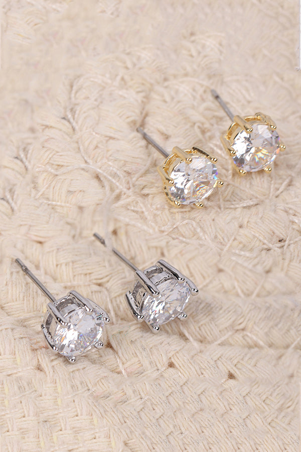 E302 - 7MM ROUND CUBIC ZIRCONIA STUD EARRINGS