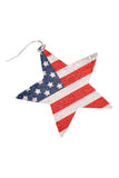 USA FLAG STAR FISH HOOK DROP EARRINGS