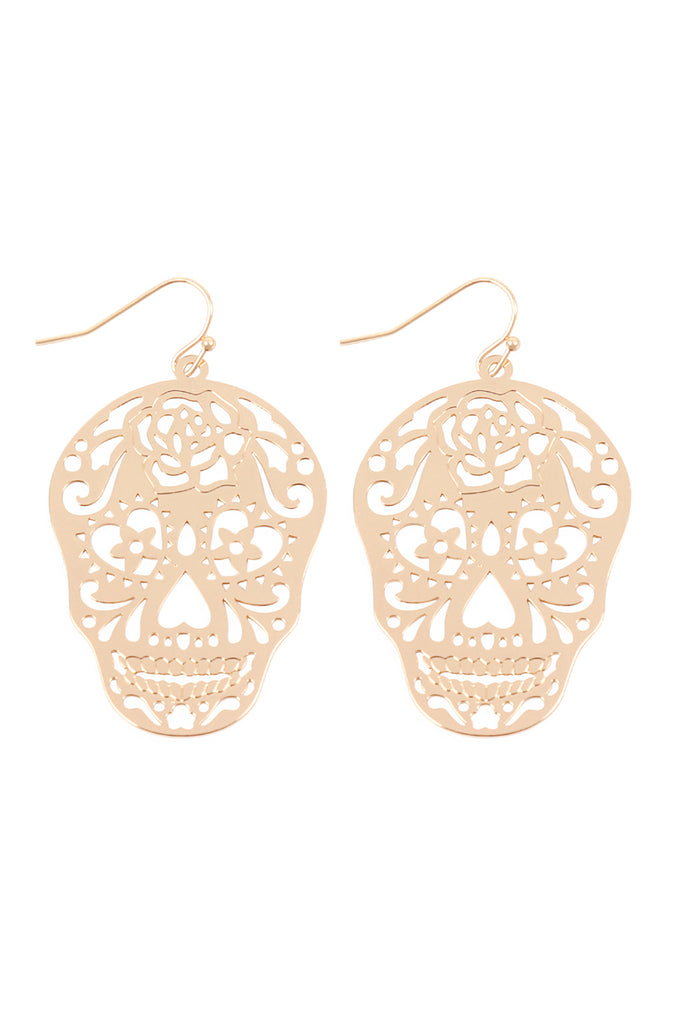 E7933- (HALLOWEEN) SKULL COLOR COATING FILIGRREE EARRINGS