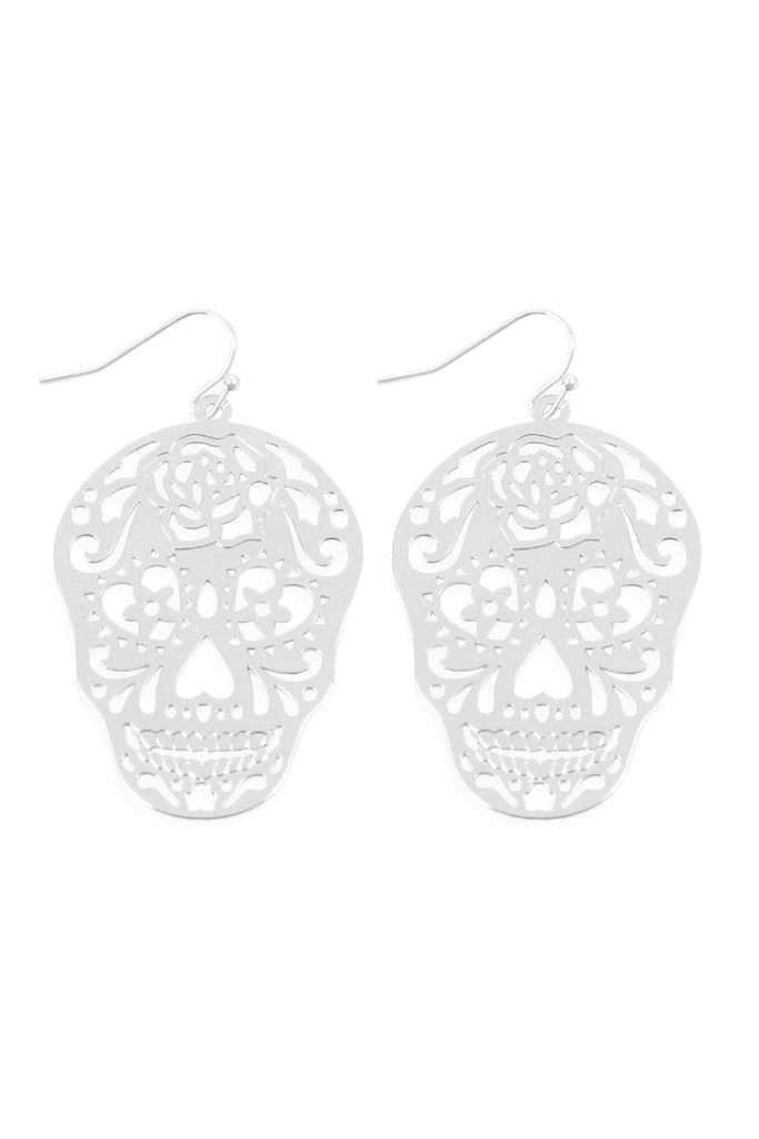 E7933- (HALLOWEEN) SKULL COLOR COATING FILIGRREE EARRINGS