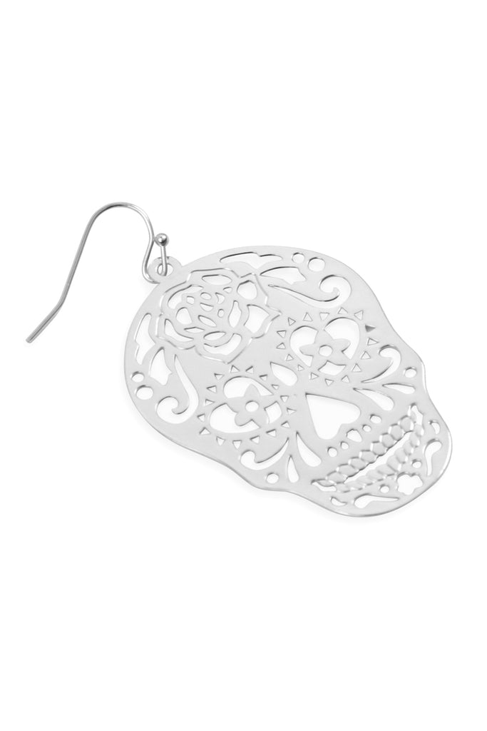 E7933- (HALLOWEEN) SKULL COLOR COATING FILIGRREE EARRINGS