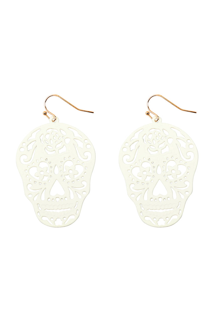 E7933- (HALLOWEEN) SKULL COLOR COATING FILIGRREE EARRINGS