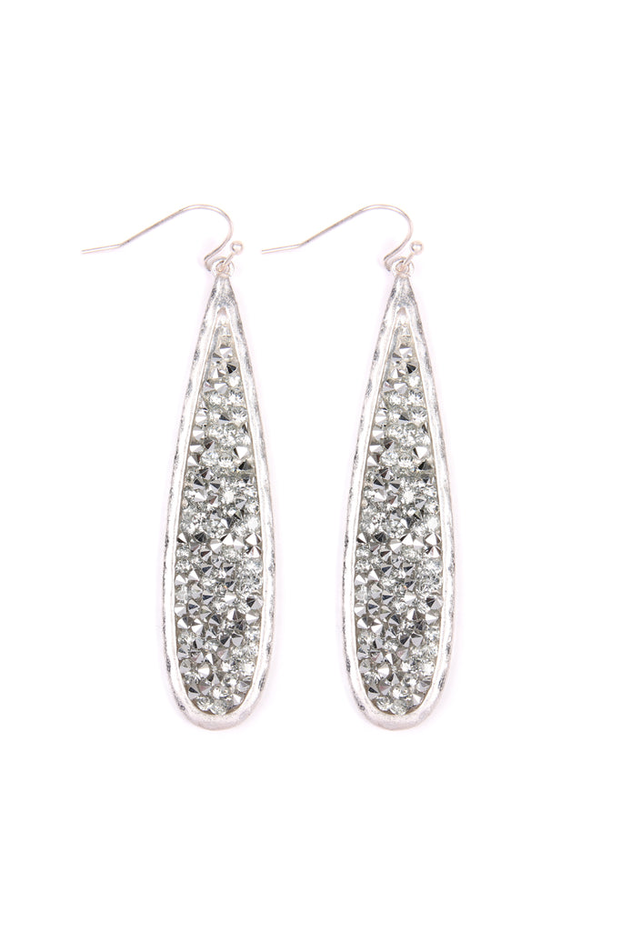 GLITTER FACETED TEARDROP EARRINGS