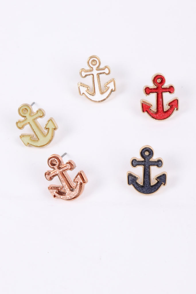 DRUZY METAL ANCHOR POST EARRINGS