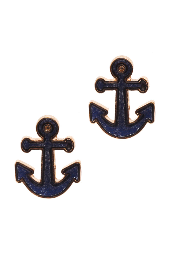 DRUZY METAL ANCHOR POST EARRINGS