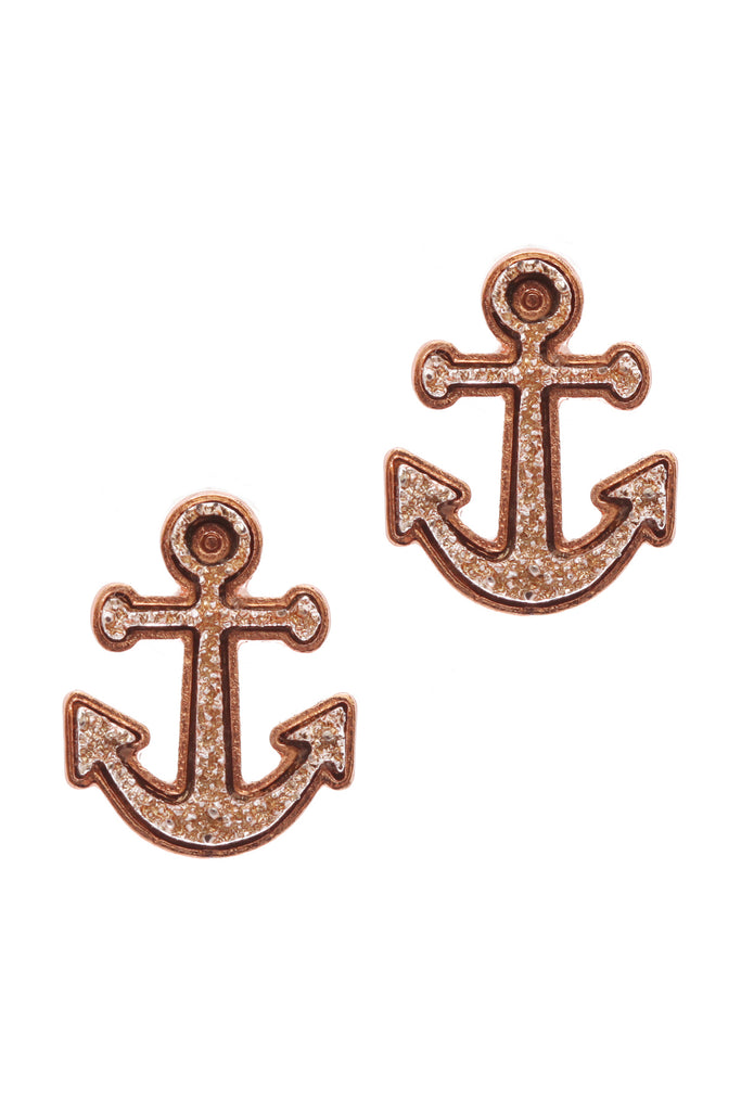 DRUZY METAL ANCHOR POST EARRINGS