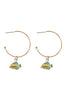 EE1093 - METAL EPOXY SEA LIFE FISH HOOP ROUND EARRINGS