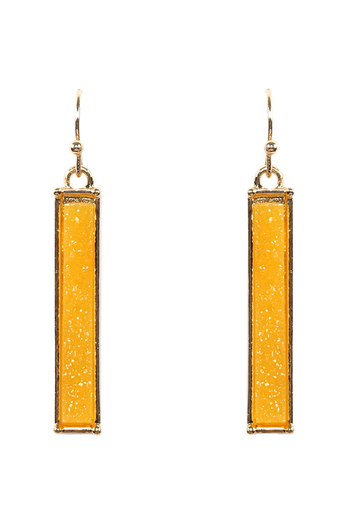 FE1899 -METAL BAR DRUZY FISH HOOK DROP EARRINGS