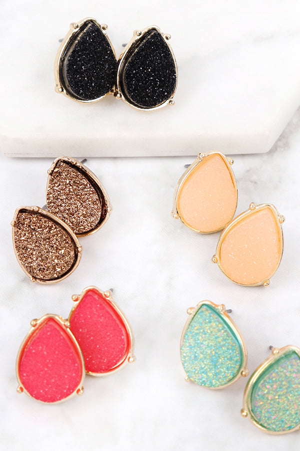 FE1918 - DRUZY TEARDROP POST EARRINGS