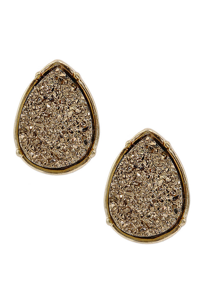 FE1918 - DRUZY TEARDROP POST EARRINGS