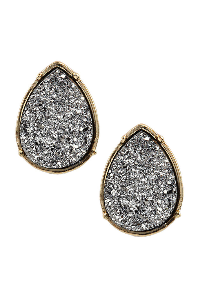 FE1918 - DRUZY TEARDROP POST EARRINGS