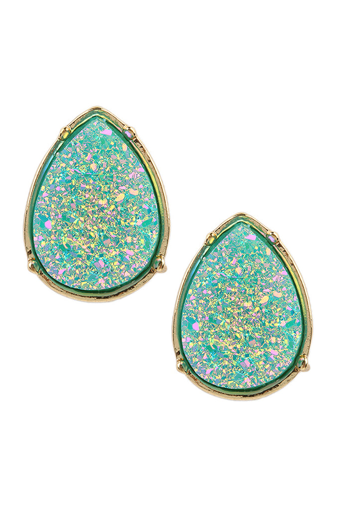 FE1918 - DRUZY TEARDROP POST EARRINGS