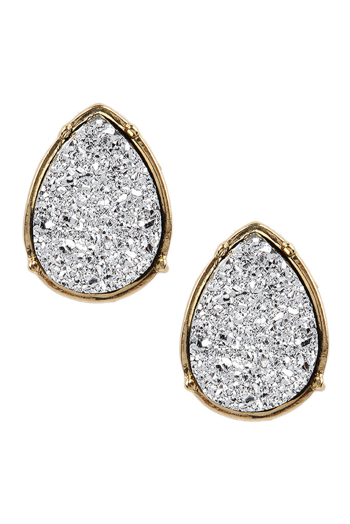 FE1918 - DRUZY TEARDROP POST EARRINGS