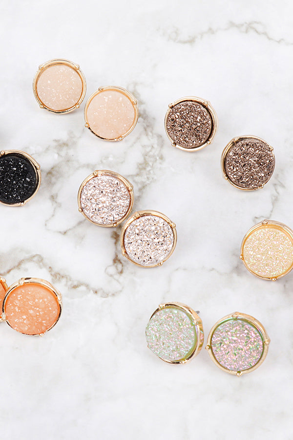 FE1921 - DRUZY ROUND POST EARRINGS