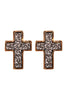 DRUZY CROSS POST DROP EARRINGS