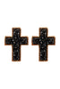 DRUZY CROSS POST DROP EARRINGS