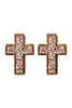 DRUZY CROSS POST DROP EARRINGS