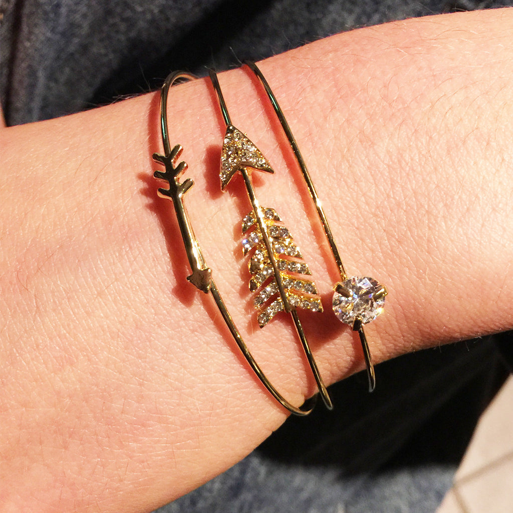 Rhinestone Arrow Cuff Set
