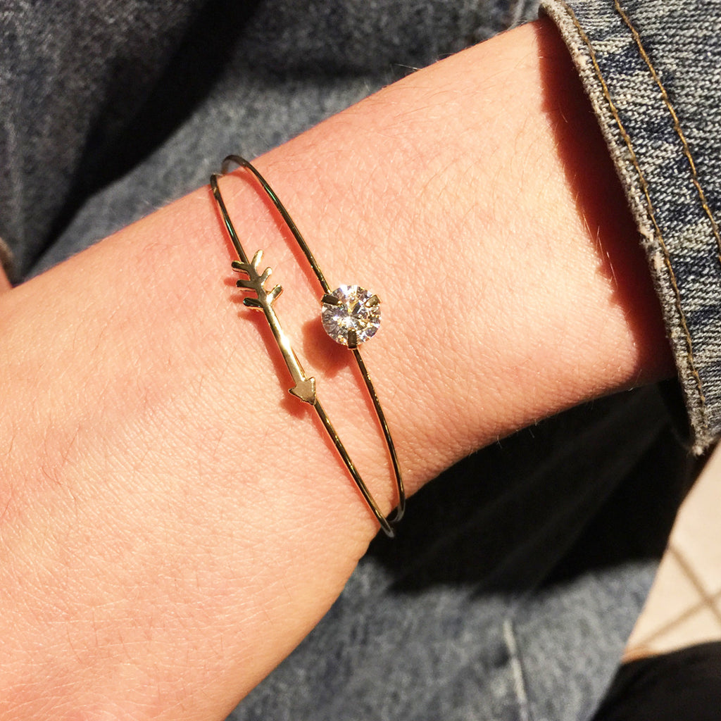 Rhinestone Arrow Cuff Set