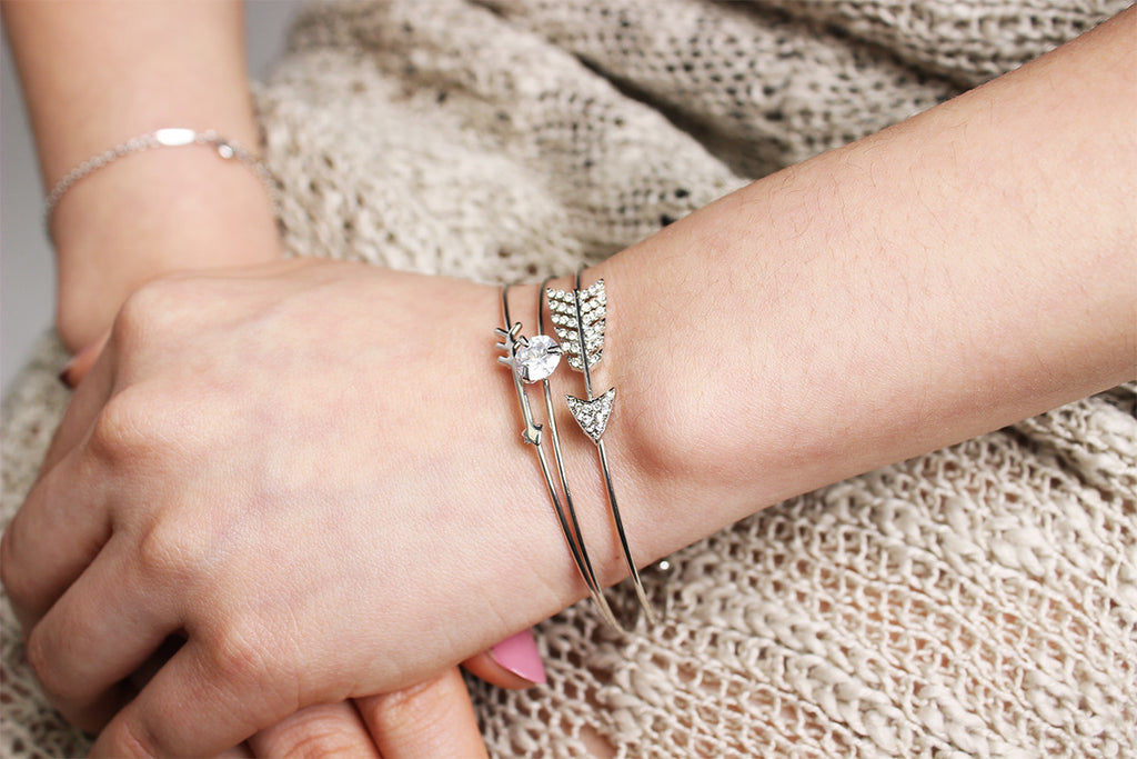 Rhinestone Arrow Cuff Set