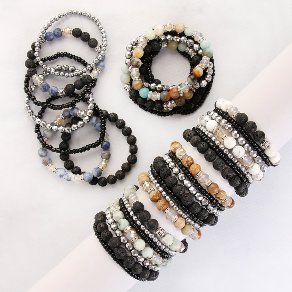 HDB2063 - Lava Stone Stack Bracelet Set