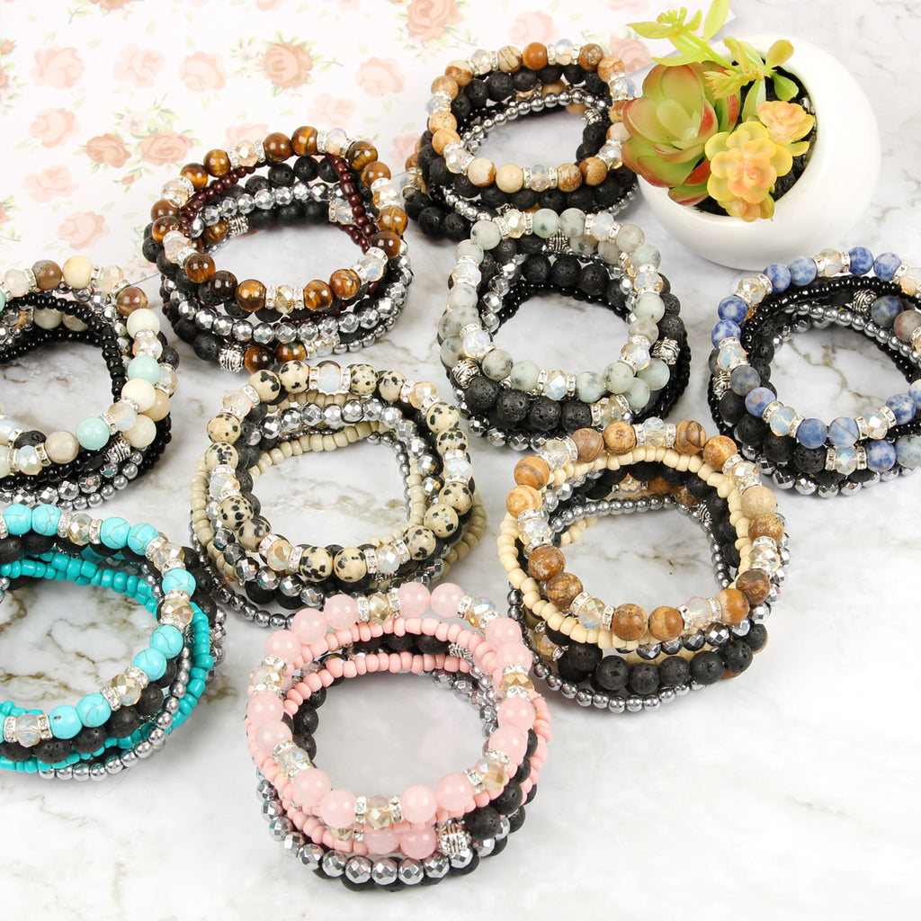 HDB2063 - Lava Stone Stack Bracelet Set