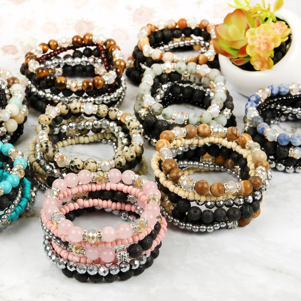 HDB2063 - Lava Stone Stack Bracelet Set