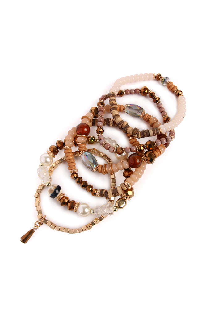 RIAH FASHION Multi Color Stretch Beaded Stackable Bracelets