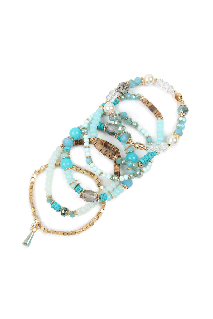 NATURAL STONE MIXED BEADS LEAF CHARM BRACELET – Riah Fashion