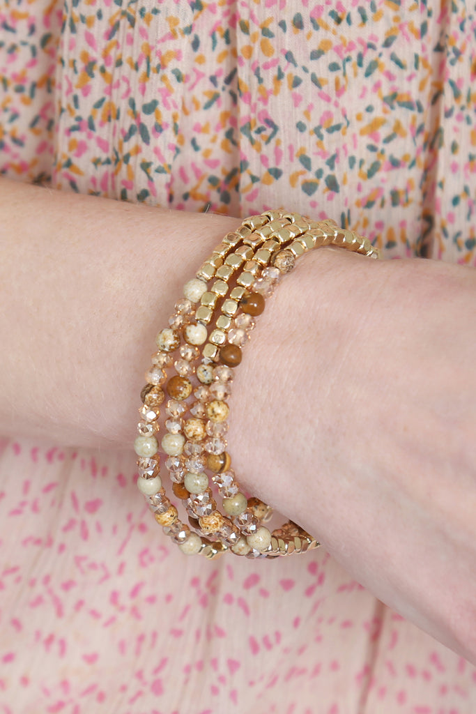 BC2668F - Bracelet Elastique Perles Brillantes avec Charm Etoile Pierre  Effet Marbre Gris - Oh My Shop